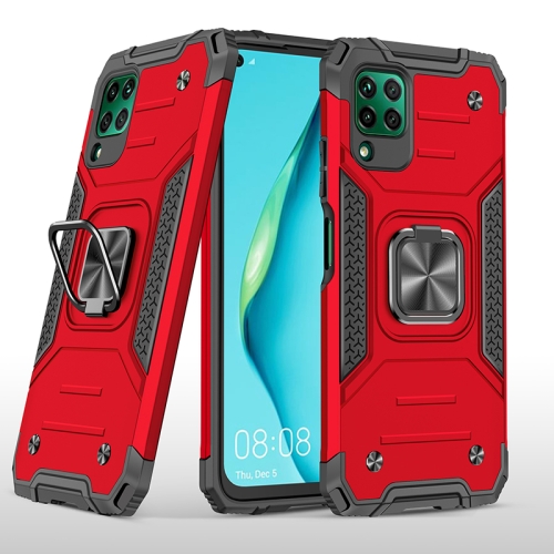 For Huawei P40 Lite / Nova 6 SE / Nova 7i Magnetic Armor Shockproof TPU + PC Case with Metal Ring Holder(Red)