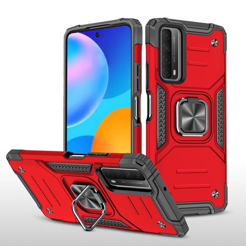 For Huawei P Smart(2021) / Y7a Magnetic Armor Shockproof TPU + PC Case with Metal Ring Holder(Red)