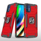 For Motorola Moto G9 Plus Magnetic Armor Shockproof TPU + PC Case with Metal Ring Holder(Red)