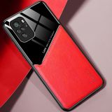 For Xiaomi Redmi Note 10 All-inclusive Leather + Organic Glass Protective Case with Metal Iron Sheet(Red)