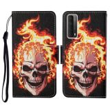 For Huawei P smart 2021 Colored Drawing Pattern Horizontal Flip Leather Case with Holder & Card Slots & Wallet & Lanyard(Flame Skull)