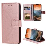 Totem Flower Embossed Horizontal Flip TPU + PU Leather Case with Holder & Card Slots & Wallet For iPhone 12 / 12 Pro(Rose Gold)
