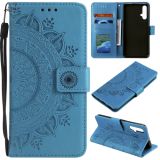 For Huawei nova 5 Totem Flower Embossed Horizontal Flip TPU + PU Leather Case with Holder & Card Slots & Wallet(Blue)