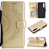For Huawei P30 Totem Flower Embossed Horizontal Flip TPU + PU Leather Case with Holder & Card Slots & Wallet(Gold)