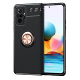 For Xiaomi Redmi Note 10 Pro Metal Ring Holder 360 Degree Rotating TPU Case(Black+Rose Gold)