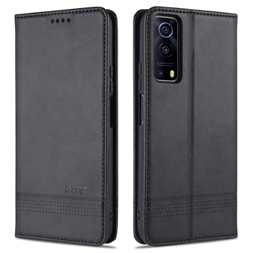 For vivo Y72 5G AZNS Magnetic Calf Texture Horizontal Flip Leather Case with Card Slots & Holder & Wallet(Black)
