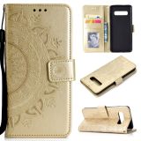 For Samsung Galaxy S10e Totem Flower Embossed Horizontal Flip TPU + PU Leather Case with Holder & Card Slots & Wallet(Gold)