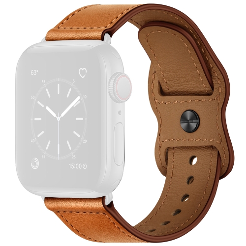 Double Hole Leather Watchband For Apple Watch Series 6 & SE & 5 & 4 44mm / 3 & 2 & 1 42mm(Brown)
