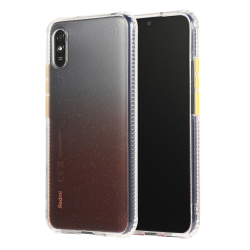 For Xiaomi Redmi 9A Gradient Shockproof TPU + Acrylic Case with Detachable Buttons(Orange)