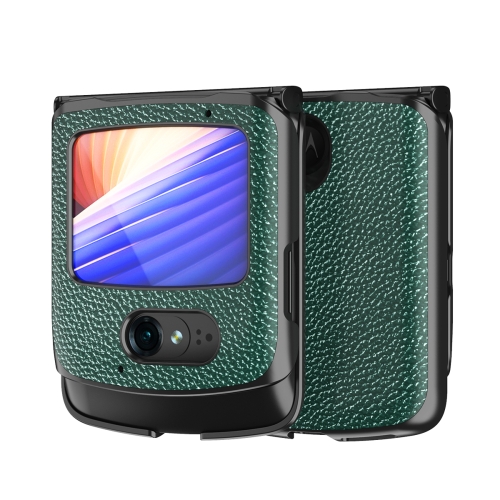 For Motorola Razr 5G Leather Texture + PC Full Coverge Folding Case(Green Litchi Texture)