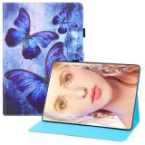 For Samsung Galaxy Tab S7 / T870 Colored Drawing Horizontal Flip PU Leather Case with Holder & Card Slots & Wallet & Sleep / Wake-up Function(Blue Butterflies)