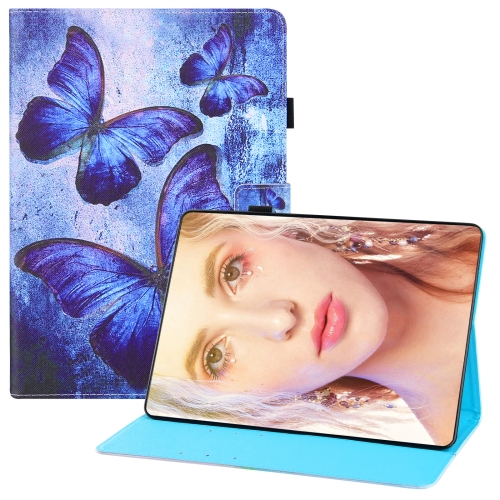 For Samsung Galaxy Tab A 8.0 (2019) T290 / T295 Colored Drawing Horizontal Flip PU Leather Case with Holder & Card Slots & Wallet(Blue Butterflies)