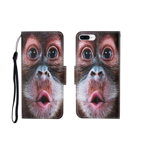 For iPhone 7 Plus Painted Pattern Horizontal Flip Leathe Case(Orangutan)