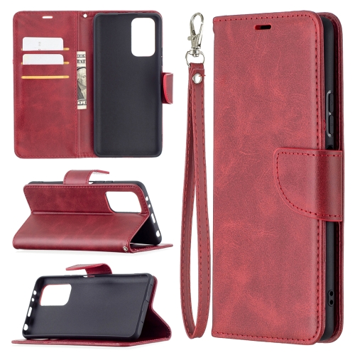 For Xiaomi Redmi Note 10 Pro Retro Lambskin Texture Pure Color Horizontal Flip PU Leather Case with Holder & Card Slots & Wallet & Lanyard(Red)