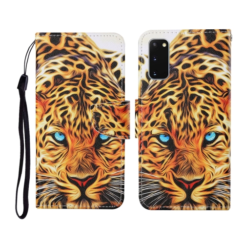 For Samsung Galaxy S20 Colored Drawing Pattern Horizontal Flip Leather Case with Holder & Card Slots & Wallet & Lanyard(Yellow Leopard)