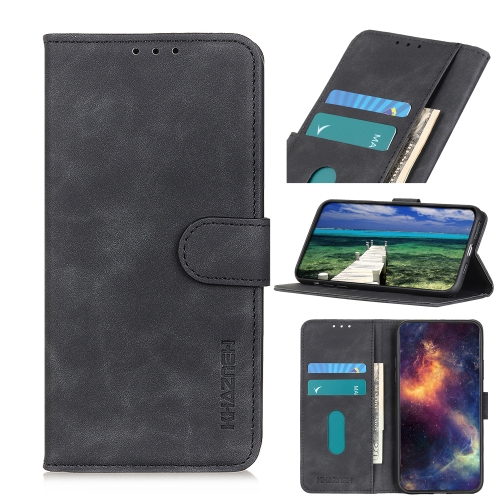 For OPPO Realme C21 KHAZNEH Retro Texture PU + TPU Horizontal Flip Leather Case with Holder & Card Slots & Wallet(Black)