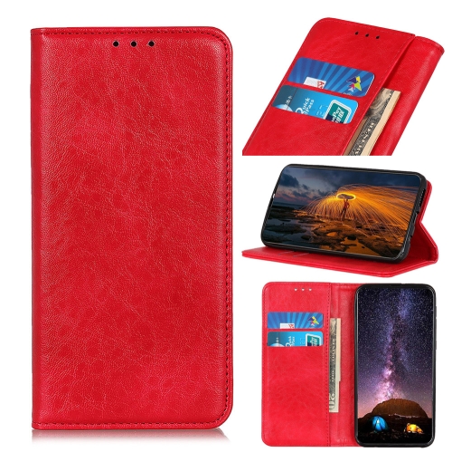 For OPPO Realme 8 / 8 Pro Magnetic Crazy Horse Texture Horizontal Flip Leather Case with Holder & Card Slots & Wallet(Red)