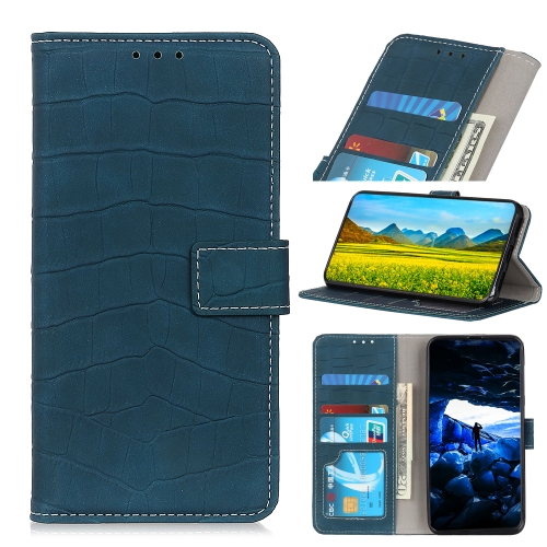 For OPPO A93 5G / A54 5G / A74 5G Crocodile Texture Horizontal Flip Leather Case with Holder & Card Slots & Wallet(Dark Green)