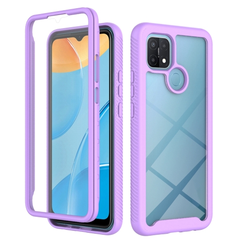 For OPPO A15 Starry Sky Solid Color Series Shockproof PC + TPU Protective Case(Purple)