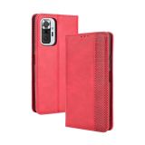 For Xiaomi Redmi Note 10 Pro/Note 10 Pro Max 4G Magnetic Buckle Retro Crazy Horse Texture Horizontal Flip Leather Case with Holder & Card Slots & Photo Frame(Red)
