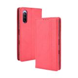 For Sony Xperia 10 III Magnetic Buckle Retro Crazy Horse Texture Horizontal Flip Leather Case with Holder & Card Slots & Photo Frame(Red)