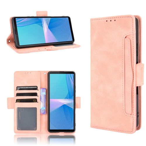 For Sony Xperia 10 III Skin Feel Calf Pattern Horizontal Flip Leather Case with Holder & Card Slots & Photo Frame(Pink)