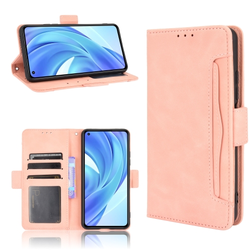 For Xiaomi Mi 11 Lite 4G / Mi 11 Lite 5G Skin Feel Calf Pattern Horizontal Flip Leather Case with Holder & Card Slots & Photo Frame(Pink)