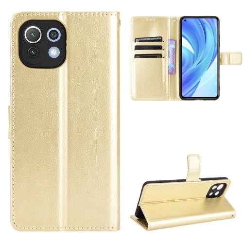 For Xiaomi Mi 11 Lite 4G Retro Crazy Horse Texture Horizontal Flip Leather Case with Holder & Card Slots & Photo Frame(Gold)