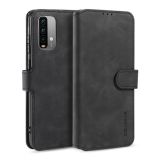 For Xiaomi Poco M3 DG.MING Retro Oil Side Horizontal Flip Leather Case with Holder & Card Slots & Wallet(Black)