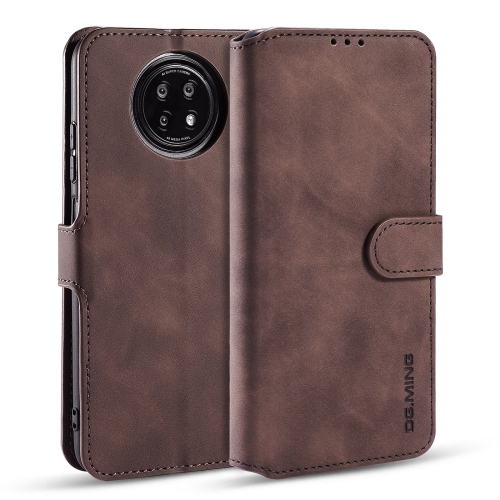 For Xiaomi Redmi Note 9T 5G DG.MING Retro Oil Side Horizontal Flip Leather Case with Holder & Card Slots & Wallet(Coffee)