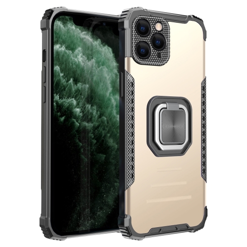 Fierce Warrior Series Armor All-inclusive Shockproof Aluminum Alloy + TPU Protective Case with Ring Holder For iPhone 11 Pro Max(Gold)