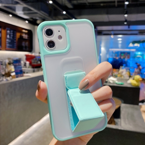 Skin Feel TPU + PC Shockproof Case with Wrist Strap Holder For iPhone 11(Mint Green)