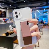 Transparent TPU + PC Shockproof Case with Wrist Strap Holder For iPhone 12 Pro Max(Brown)