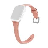 Universal T-shaped Thin Leather Watch Strap For Apple Watch Series 6 & SE & 5 & 4 40mm / 3 & 2 & 1 38mm(Pink)