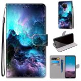 For Nokia 5.4 Coloured Drawing Cross Texture Horizontal Flip PU Leather Case with Holder & Card Slots & Wallet & Lanyard(Colorful Clouds)