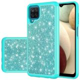 For Samsung Galaxy A12 Glitter Powder Contrast Skin Shockproof Silicone + PC Protective Case(Green)