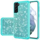 For Samsung Galaxy S21+ 5G Glitter Powder Contrast Skin Shockproof Silicone + PC Protective Case(Green)