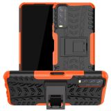 For vivo Y20 Tire Texture Shockproof TPU+PC Protective Case with Holder(Orange)