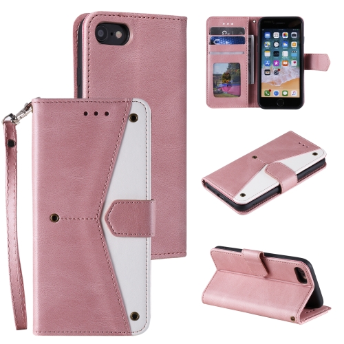 Stitching Calf Texture Horizontal Flip Leather Case with Holder & Card Slots & Wallet For iPhone SE 2020 / 8 / 7(Rose Gold)