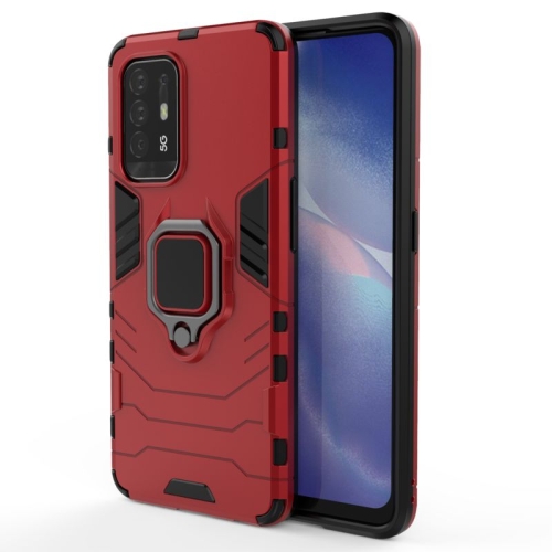 For OPPO Reno5 Z 5G Shockproof PC + TPU Protective Case with Magnetic Ring Holde(Red)