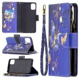 For LG K42 Colored Drawing Pattern Zipper Horizontal Flip Leather Case with Holder & Card Slots & Wallet(Purple Butterfly)