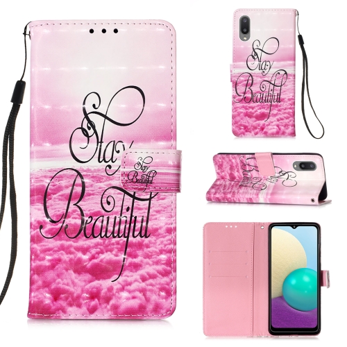 For Samsung Galaxy A02 / M02 3D Painting Horizontal Flip Leather Case with Holder & Card Slot & Wallet & Lanyard(Beautiful)