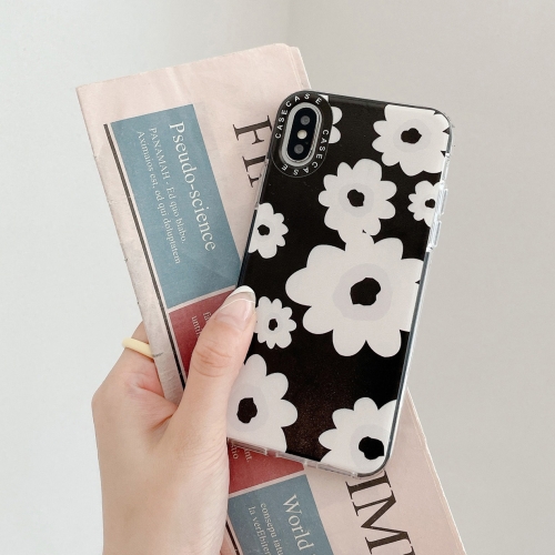 Double Color TPU Pattern Protective Case For iPhone XS Max(Black Flower)