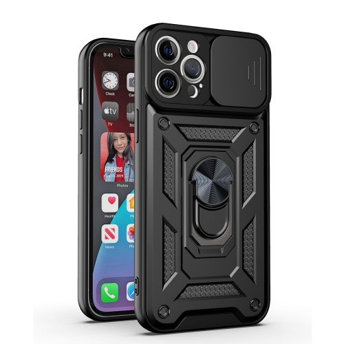 Sliding Camera Cover Design TPU+PC Protective Case For iPhone 12 Pro(Black)