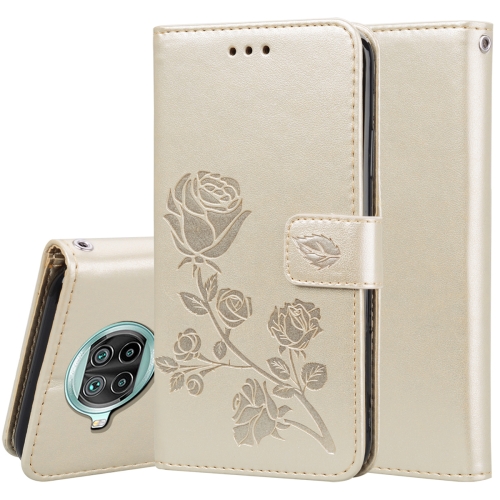 For Xiaomi Mi 10T Lite 5G Rose Embossed Horizontal Flip PU Leather Case with Holder & Card Slots & Wallet(Gold)
