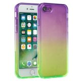 Straight Edge Gradient Color TPU Protective Case For iPhone SE 2020 / 8 / 7(Purple Green)