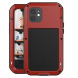 LOVE MEI Metal Shockproof Waterproof Dustproof Protective Case For iPhone 12(Red)