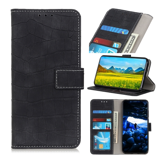 For OPPO F19 / A74 4G Magnetic Crocodile Texture Horizontal Flip Leather Case with Holder & Card Slots & Wallet(Black)