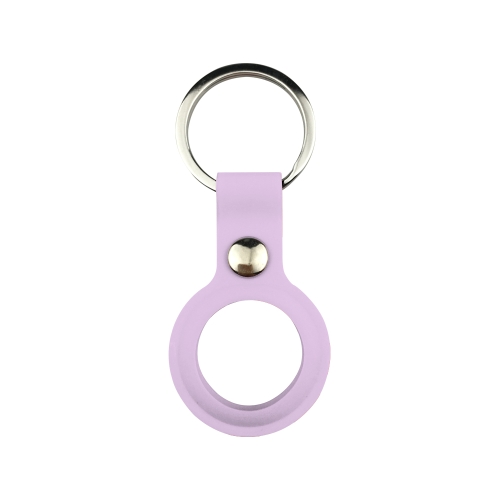 Liquid Silicone Shockproof Protective Cover Soft Case with Keychain Ring For AirTag(Lavender Purple)