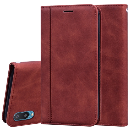 For Samsung Galaxy A02 (EU Version)  Frosted Business Magnetic Horizontal Flip PU Leather Case with Holder & Card Slot & Lanyard(Brown)